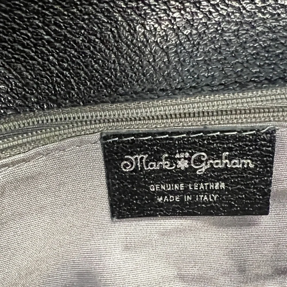 Mark & Graham Black Pebbled Leather Long Clutch Bag Toungue & Groove Closure